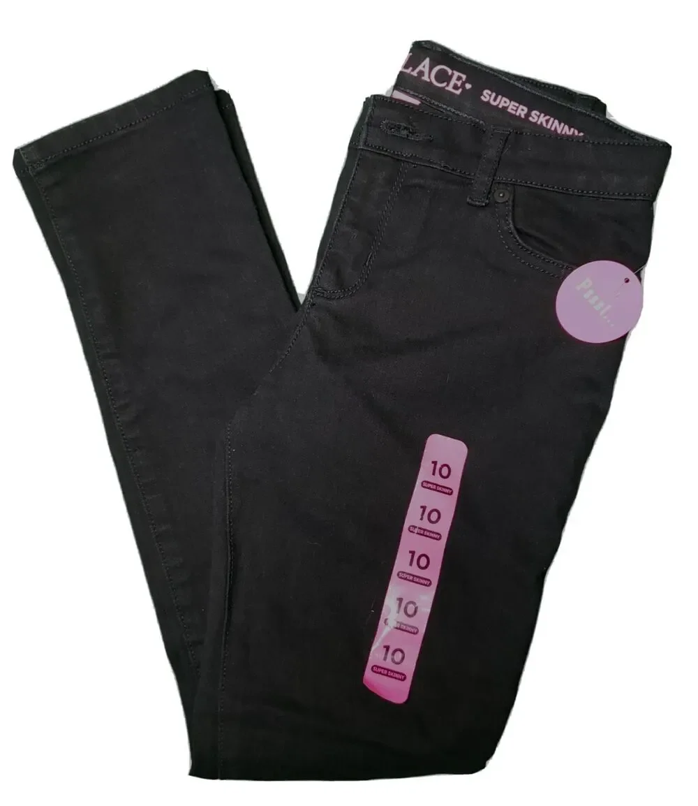 Children's Place Girls Super Skinny Jeans Black Denim Casual Size 10 NWT